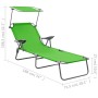 Green steel sun lounger with canopy by vidaXL, Loungers - Ref: Foro24-310335, Price: 73,40 €, Discount: %