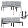 Garden set with 6 pieces: sofas and cushions, made of powder-coated black steel. by , Garden sets - Ref: Foro24-3283658, Pric...