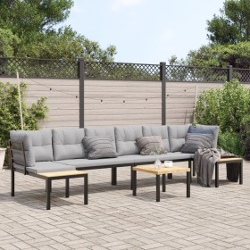 Set of garden sofas and 5-piece cushions, coated in black powder-coated steel. by , Garden sets - Ref: Foro24-3283664, Price:...