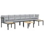 Set of garden sofas and 5-piece cushions, coated in black powder-coated steel. by , Garden sets - Ref: Foro24-3283664, Price:...