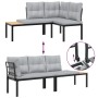 Set of garden sofas and 5-piece cushions, coated in black powder-coated steel. by , Garden sets - Ref: Foro24-3283664, Price:...