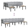 Gartensofa-Set mit 4-teiligen Kissen, pulverbeschichtetem schwarzen Stahl. von , Gartensets - Ref: Foro24-3283670, Preis: 374...