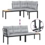 Garden set with 4-piece sofas and cushions, coated in black powder-coated steel. by , Garden sets - Ref: Foro24-3283670, Pric...