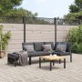 Garden sofa set with cushions, 4 pieces, black aluminum by , Garden sets - Ref: Foro24-3283687, Price: 454,28 €, Discount: %