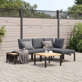 Garden sofa set with cushions, 4 pieces, black aluminum by , Garden sets - Ref: Foro24-3283679, Price: 450,33 €, Discount: %