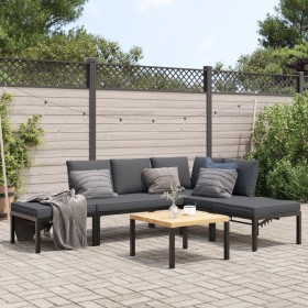 Garden sofa set with cushions, 5 pieces, black aluminum by , Garden sets - Ref: Foro24-3283691, Price: 538,06 €, Discount: %