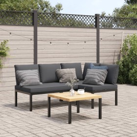 Garden sofa set with 3-piece black aluminum cushions by , Garden sets - Ref: Foro24-3283685, Price: 371,53 €, Discount: %