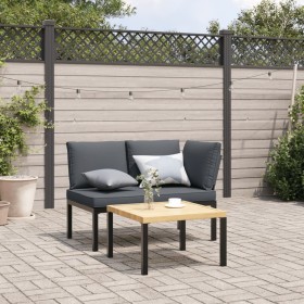 Garden sofa set with cushions 2 pieces black aluminum by , Garden sets - Ref: Foro24-3283702, Price: 233,99 €, Discount: %