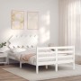 Estructura cama de matrimonio con cabecero madera maciza blanco de vidaXL, Camas y somieres - Ref: Foro24-3195262, Precio: 13...