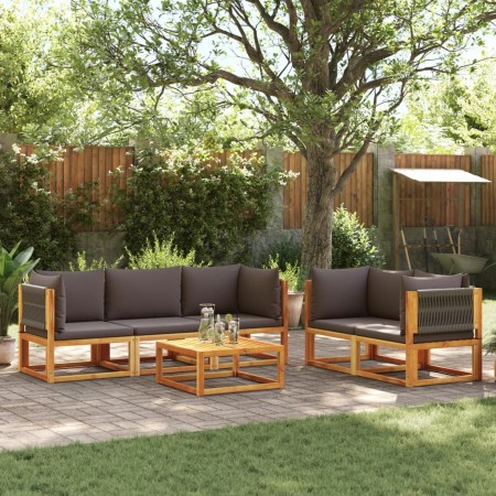 Gartensofagarnitur mit 6-teiligen massiven Akazienholzrahmen und Kissen. von , Outdoor-Sofas - Ref: Foro24-3278833, Preis: 74...