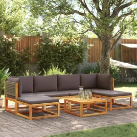 Garden sofa set with 7 pieces, solid acacia wood, and cushions. by , Garden sets - Ref: Foro24-3278908, Price: 707,72 €, Disc...