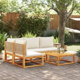 Garden sofa set with 5 pieces, solid acacia wood, and cushions. by , Garden sets - Ref: Foro24-3278934, Price: 524,11 €, Disc...