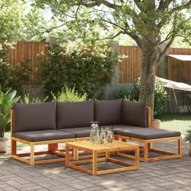 Garden sofa set with 5 pieces, solid acacia wood, and cushions. by , Outdoor sofas - Ref: Foro24-3278825, Price: 503,99 €, Di...