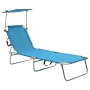 Tumbona plegable con toldo de acero azul turquesa de vidaXL, Tumbonas - Ref: Foro24-310326, Precio: 62,23 €, Descuento: %