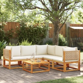 Garden sofa set with 6 pieces, solid acacia wood, and cushions. by , Garden sets - Ref: Foro24-3278920, Price: 685,99 €, Disc...