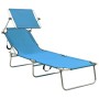 Tumbona plegable con toldo de acero azul turquesa de vidaXL, Tumbonas - Ref: Foro24-310326, Precio: 62,23 €, Descuento: %