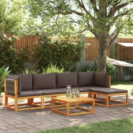 Gartensofagarnitur mit 6-teiligen massiven Akazienholzrahmen und Kissen. von , Outdoor-Sofas - Ref: Foro24-3278827, Preis: 64...