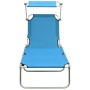 Tumbona plegable con toldo de acero azul turquesa de vidaXL, Tumbonas - Ref: Foro24-310326, Precio: 62,23 €, Descuento: %