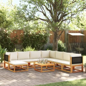 Garden sofa set with 9 pieces, solid acacia wood, and cushions. by , Garden sets - Ref: Foro24-3278884, Price: 969,04 €, Disc...