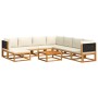 Garden sofa set with 9 pieces, solid acacia wood, and cushions. by , Garden sets - Ref: Foro24-3278884, Price: 969,04 €, Disc...