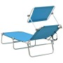 Tumbona plegable con toldo de acero azul turquesa de vidaXL, Tumbonas - Ref: Foro24-310326, Precio: 62,23 €, Descuento: %