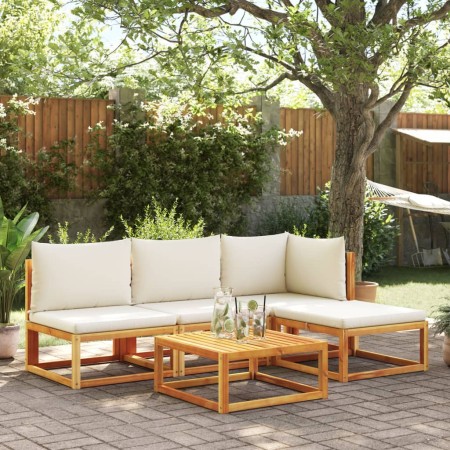 Garden sofa set with 5 pieces, solid acacia wood, and cushions. by , Garden sets - Ref: Foro24-3278871, Price: 487,38 €, Disc...