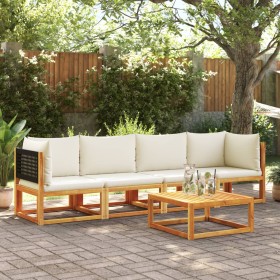 Solid acacia wood garden sofa set with 4 cushions. by , Garden sets - Ref: Foro24-3278878, Price: 485,99 €, Discount: %