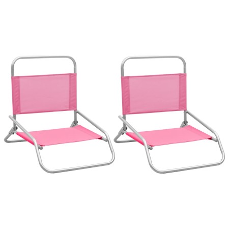 Klappbare Strandkörbe 2 Einheiten rosa Stoff von vidaXL, Gartenstühle - Ref: Foro24-310372, Preis: 70,57 €, Rabatt: %