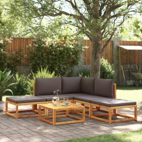 Garden sofa set with 6 pieces, solid acacia wood, and cushions. by , Garden sets - Ref: Foro24-3278892, Price: 571,74 €, Disc...