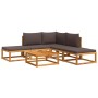 Garden sofa set with 6 pieces, solid acacia wood, and cushions. by , Garden sets - Ref: Foro24-3278892, Price: 571,74 €, Disc...