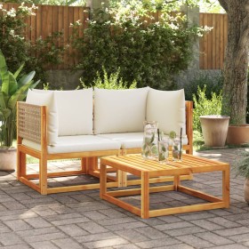 Corner garden sofas with 2-piece solid acacia wood cushions by , Garden sets - Ref: Foro24-3278922, Price: 278,20 €, Discount: %