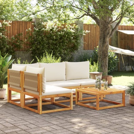 Set de sofás de jardín con cojines 5 pzas madera maciza acacia de , Sofás de exterior - Ref: Foro24-3278865, Precio: 539,99 €...