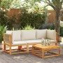 Ecksofa für den Garten mit massiven Akazienholz-Kissen. von , Outdoor-Sofas - Ref: Foro24-4008164, Preis: 150,86 €, Rabatt: %