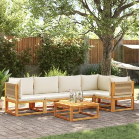 Garden sofa set with 6 pieces, solid acacia wood, and cushions. by , Outdoor sofas - Ref: Foro24-3278852, Price: 711,59 €, Di...