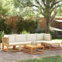 Garden sofa set with 6 pieces, solid acacia wood, and cushions. by , Outdoor sofas - Ref: Foro24-3278850, Price: 646,38 €, Di...