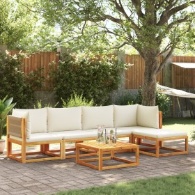 Garden sofa set with 6 pieces, solid acacia wood, and cushions. by , Outdoor sofas - Ref: Foro24-3278850, Price: 646,38 €, Di...