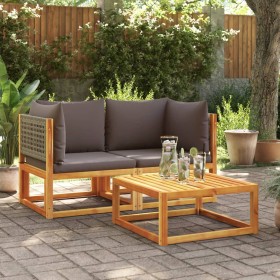 Corner garden sofas with 2-piece solid acacia wood cushions by , Garden sets - Ref: Foro24-3278899, Price: 278,48 €, Discount: %