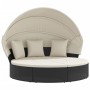 Garden sunbed with canopy and black PE rattan cushions by , Outdoor beds - Ref: Foro24-362254, Price: 477,22 €, Discount: %