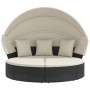 Garden sunbed with canopy and black PE rattan cushions by , Outdoor beds - Ref: Foro24-362254, Price: 477,22 €, Discount: %