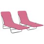 Folding loungers 2 units steel and pink fabric by vidaXL, Loungers - Ref: Foro24-310345, Price: 84,14 €, Discount: %