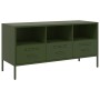 TV stand made of cold-rolled steel in olive green, measuring 100.5x39x50.5 cm. by , TV Furniture - Ref: Foro24-843040, Price:...