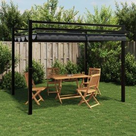 Gartenpavillon mit ausziehbarem Dach aus anthrazitfarbenem Aluminium 3x3 m von , Zelte und Pavillons - Ref: Foro24-4003969, P...