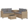 L-shaped garden sofa with table and beige PE rattan cushions by , Garden sets - Ref: Foro24-369030, Price: 371,20 €, Discount: %