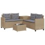 L-shaped garden sofa with table and beige PE rattan cushions by , Garden sets - Ref: Foro24-369030, Price: 371,20 €, Discount: %