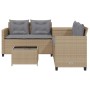 L-shaped garden sofa with table and beige PE rattan cushions by , Garden sets - Ref: Foro24-369030, Price: 371,20 €, Discount: %