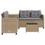 L-shaped garden sofa with table and beige PE rattan cushions by , Garden sets - Ref: Foro24-369030, Price: 371,20 €, Discount: %