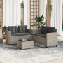 L-förmiges Gartensofa mit Tisch und Kissen aus hellem grauem PE-Rattan. von , Gartensets - Ref: Foro24-369032, Preis: 371,20 ...