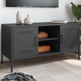 Black steel TV stand 100.5x39x50.5 cm by , TV Furniture - Ref: Foro24-842988, Price: 154,99 €, Discount: %