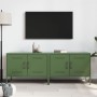 Muebles de TV 2 piezas acero verde oliva 68x39x50,5 cm de , Muebles TV - Ref: Foro24-842943, Precio: 179,29 €, Descuento: %