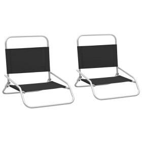 Folding beach chairs 2 units black fabric by vidaXL, Garden chairs - Ref: Foro24-310366, Price: 70,23 €, Discount: %